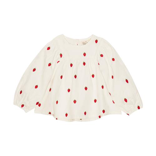 Flöss Cora Bluse White Denim Berry 74 cm  Hvid  74 cm  kvinde
