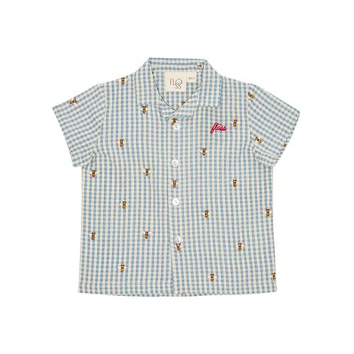 Flöss Oliver Kortærmet Skjorte Bee Gingham 92 cm  Blå  92 cm  unisex