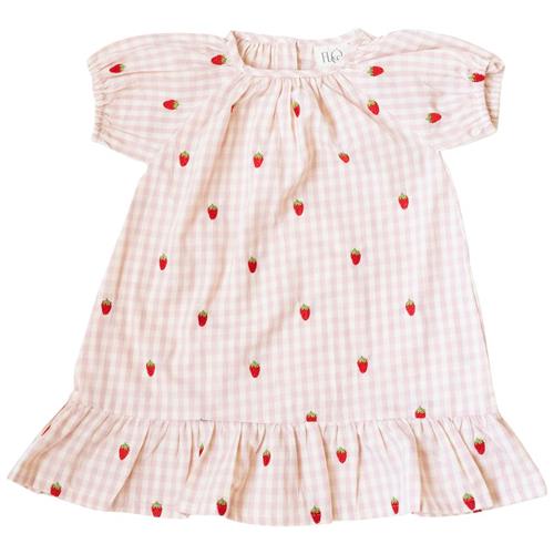 Flöss Dolly Kjole Pink Berry Gingham 104cm  Lyserød  104 cm  kvinde