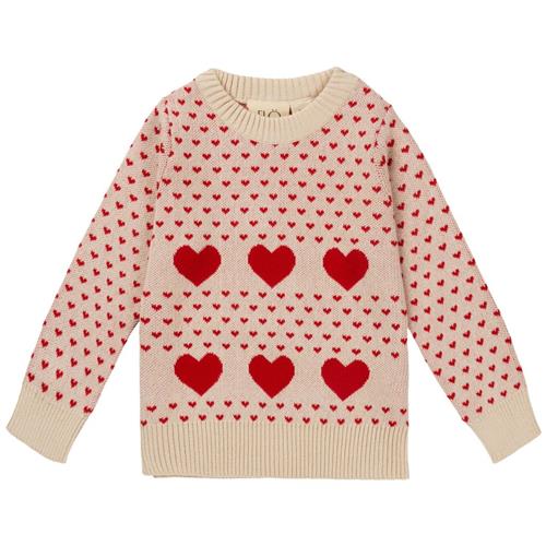 Flöss Zoe Strikket Trøje Ruby Red/Cloud 92 cm  Beige  92 cm  unisex