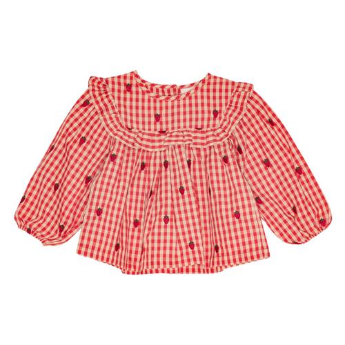 Flöss Molly Bluse Berry Gingham 104cm  Rød  104 cm  kvinde