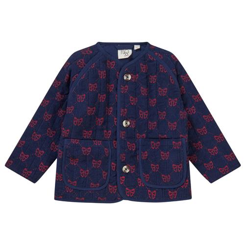Flöss Luna Mønstret Corduroyjakke Med Sløjfer Navyblå 74 cm  Marineblå  74 cm  unisex