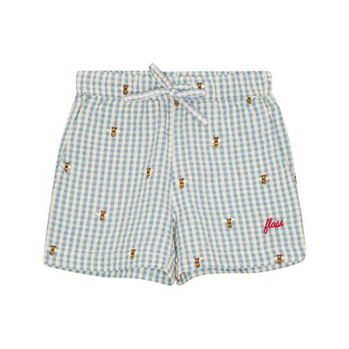 Flöss Oliver Shorts Bee Gingham 122 cm  Blå  122 cm  unisex