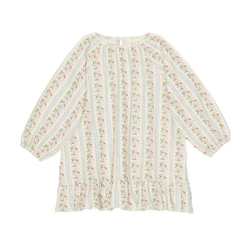 Flöss Abigail Jersey Kjole Soft White/Bright Blue 128 cm  Hvid  128 cm  kvinde