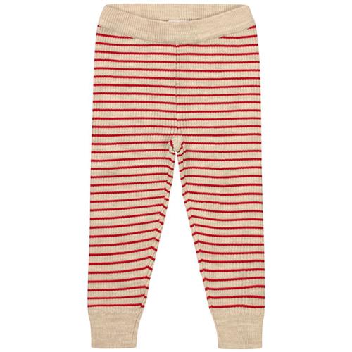 Flöss Flye Stribede Strikkede Leggings Ruby Red/Cloud 86 cm  Rød  86 cm  unisex