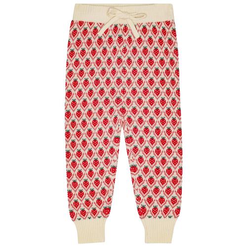 Flöss Zuri Strikkede Bukser Soft White Berry 116 cm  Rød  116 cm  kvinde