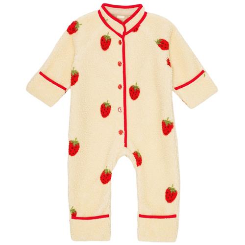 Flöss Strawberry Fleece Onesie Soft White Berry 80 cm  Creme  80 cm  kvinde