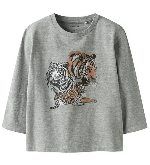 Name It Bluse - NmmThornton - Grey Melange m. Print