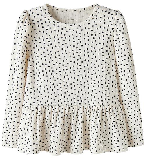Name It Bluse - Rib - NmfTenna - Gardenia m. Prikker