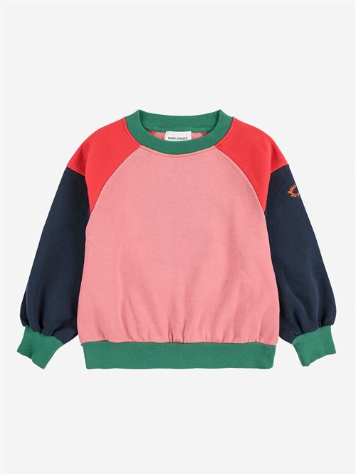 Bobo Choses Tic Tac Toe Color Block Ranglan Sleeve Sweatshirt Multicolor  Multicolor 12-13 Years  Rød  12-13 år  mand