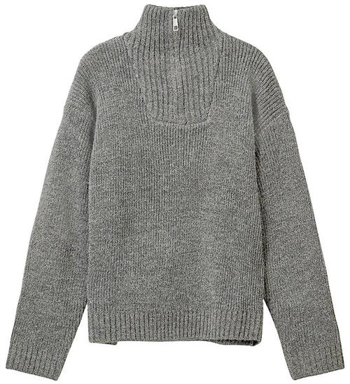 Sofie Schnoor Bluse m. Lynlås - Strik - Pilosy - Gråmeleret