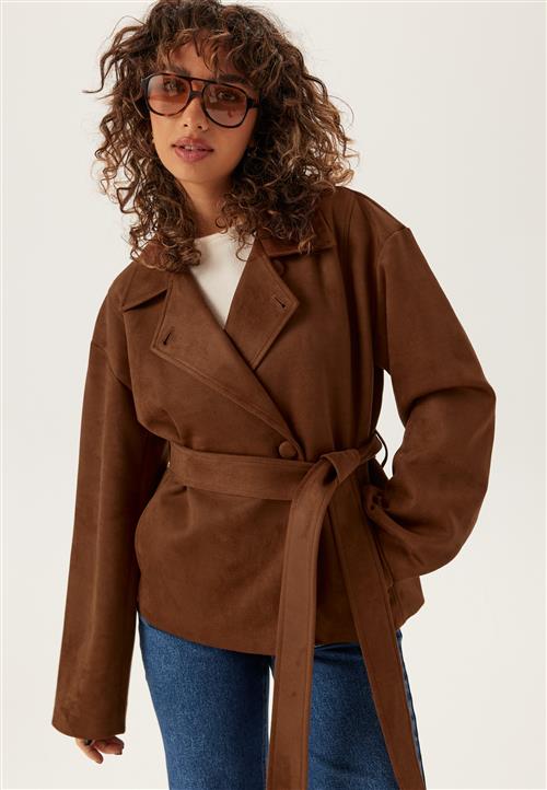 BUBBLEROOM Belted Faux Suede Jacket