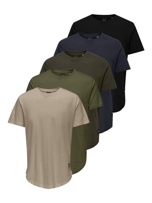 Only & Sons Bluser & t-shirts 'MATT LONGY'  beige / blå / grøn / sort