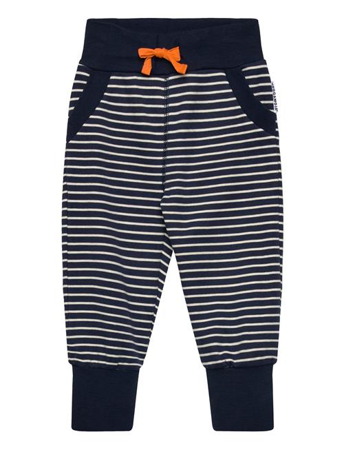 Geggamoja | Long Pants Navy Beige Stripe | 122/128