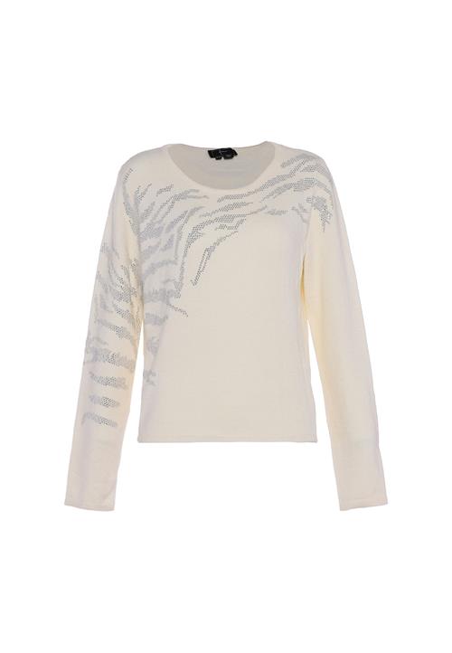 faina Pullover  sølv / uldhvid