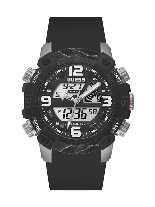 GUESS Digitalur ' SLATE '  sort / sølv / hvid