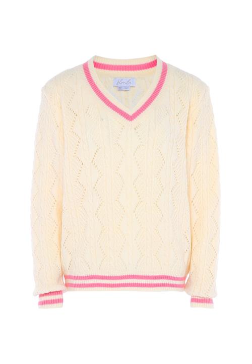 BLONDA Pullover  pink / uldhvid