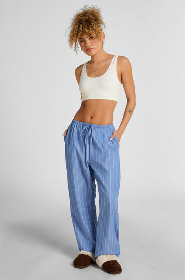 Hunkemöller Bukser i vævet, stribet bomuld Blå