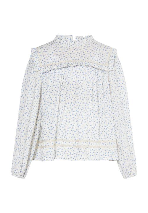 DreiMaster Vintage Bluse  blå / brun / hvid