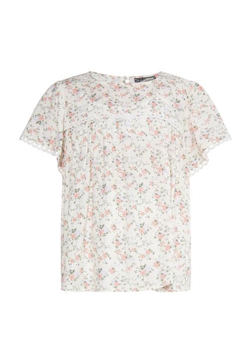 DreiMaster Vintage Bluse  grøn / pastellilla / gammelrosa / naturhvid