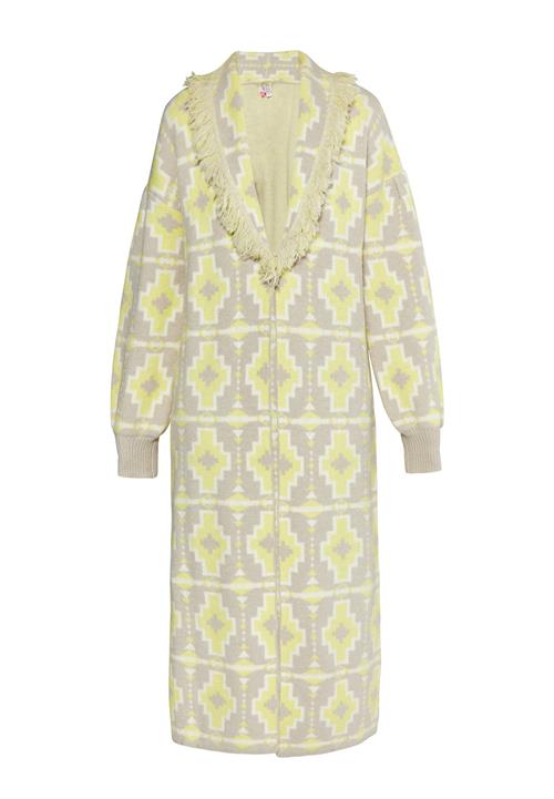 IZIA Lang cardigan 'Eyota'  gul / grå