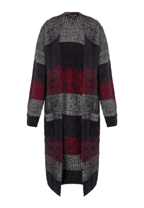 myMo ROCKS Cardigan  grå-meleret / rødmeleret / sort