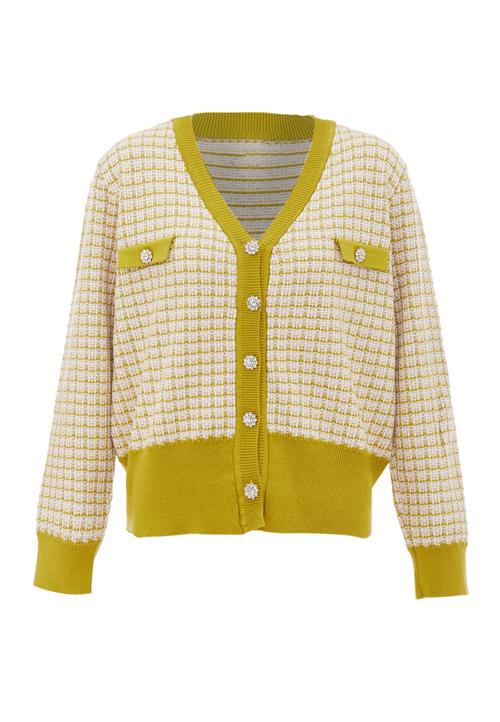 NAEMI Cardigan  sennep / uldhvid