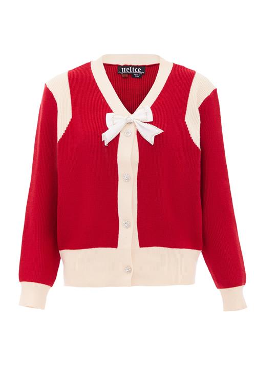 nelice Cardigan  blodrød / uldhvid