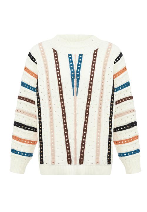 IZIA Pullover  mørkebrun / petroleum / sort / hvid