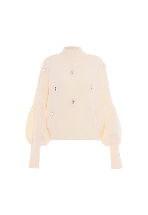 faina Pullover  sølv / uldhvid