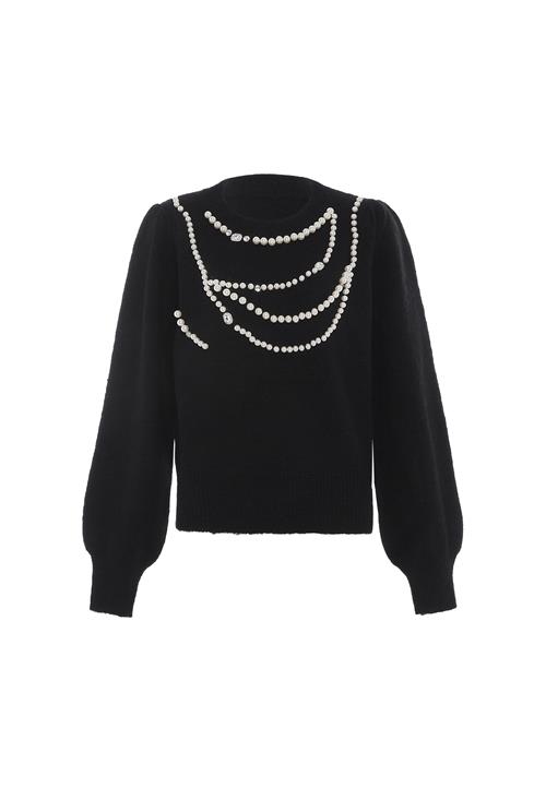 faina Pullover  sort / perlehvid