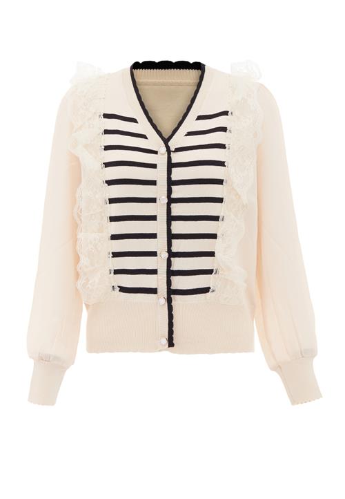 NAEMI Cardigan  sort / uldhvid