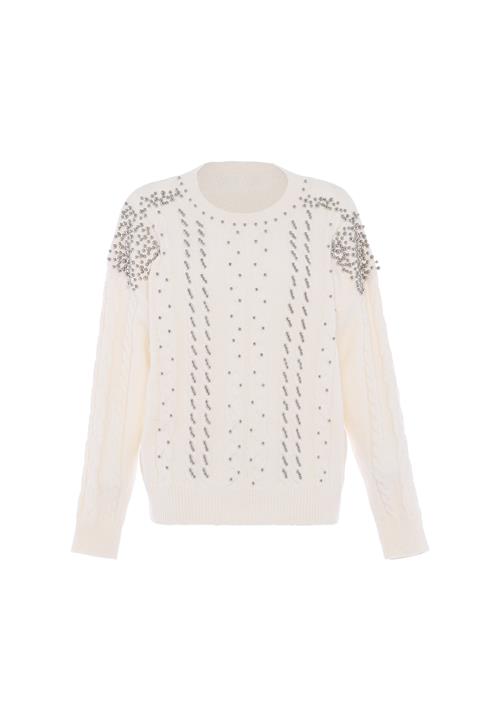 faina Pullover  sølv / uldhvid