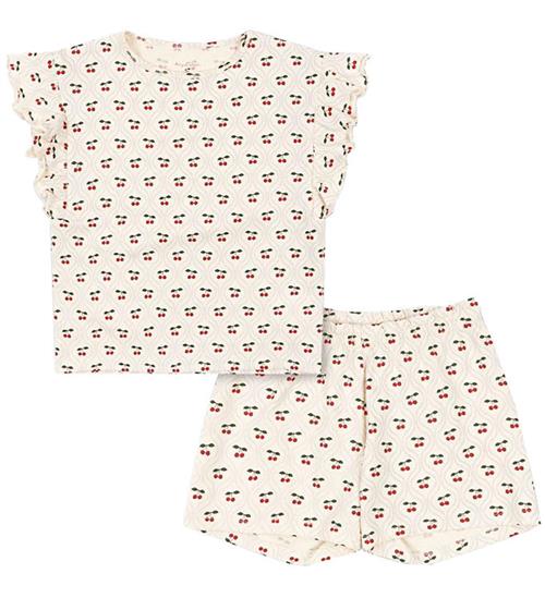 Konges Sløjd Sæt - T-shirt/Shorts - Lin Frill - Cherry Motif