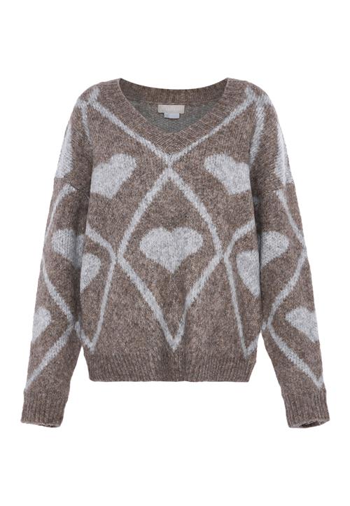 Jalene Pullover  brun-meleret / stone