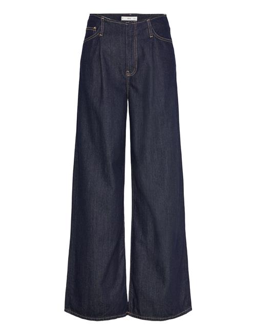 Mango | Wide Leg Denim Trousers With Frayed Waist | L