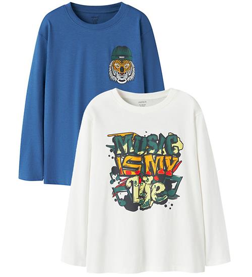 Name It Bluse - NkmVeldo - 2-pak - Cloud Dancer/Delft