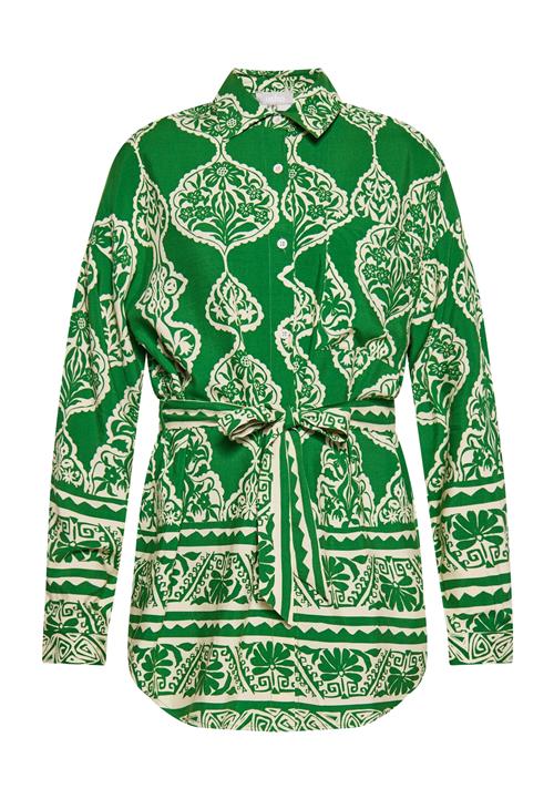 Usha Bluse  beige / grøn