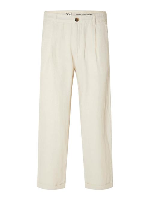 SELECTED Bukser med lægfolder  ecru