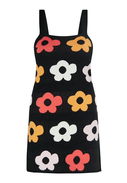 swirly Strikkjole  blandingsfarvet / sort