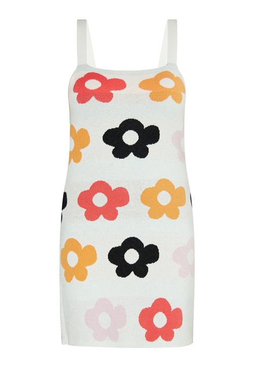 swirly Strikkjole  nude / safran / mørkeorange / sort / hvid