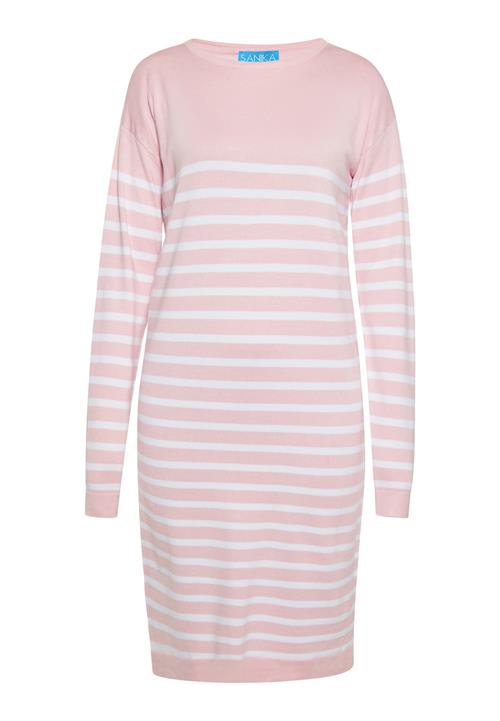 SANIKA Strikkjole  lyserød / hvid