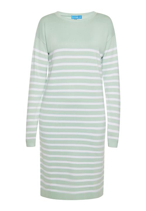 SANIKA Strikkjole  mint / hvid