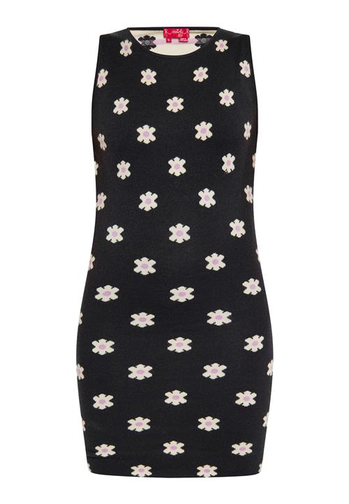 swirly Strikkjole  beige / lilla / sort