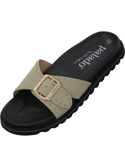 Palado by Sila Sahin Pantoletter 'Cirlo'  grøn / sort