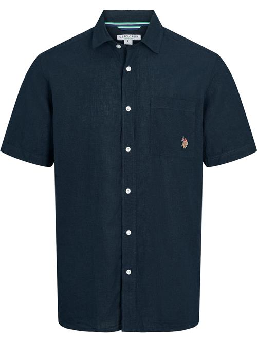 U.S. POLO ASSN. Skjorte 'Flori'  mørkeblå / lysebrun / vinrød