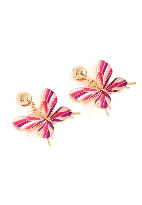 SOHI Øreringe 'Alani'  guld / lilla / pink / lys pink