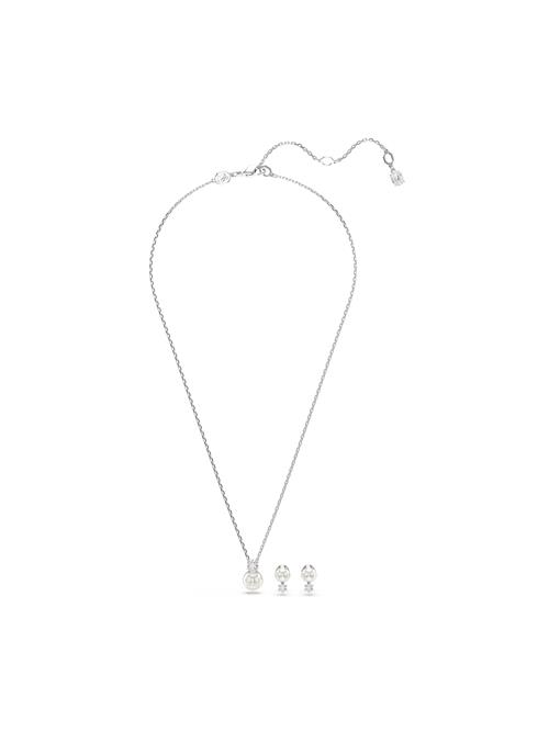 Swarovski Smykkesæt 'Matrix'  sølv / perlehvid