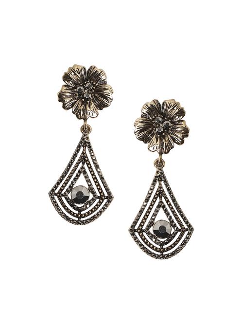 SOHI Øreringe 'Laryn'  guld / sort