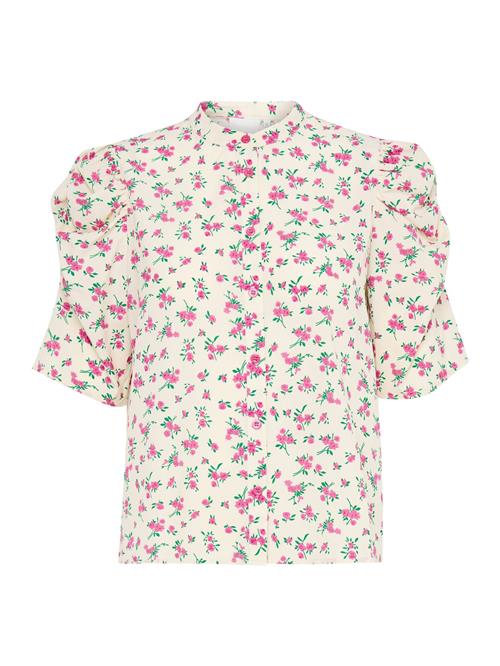 ICHI Bluse 'IHKate'  creme / grøn / pink